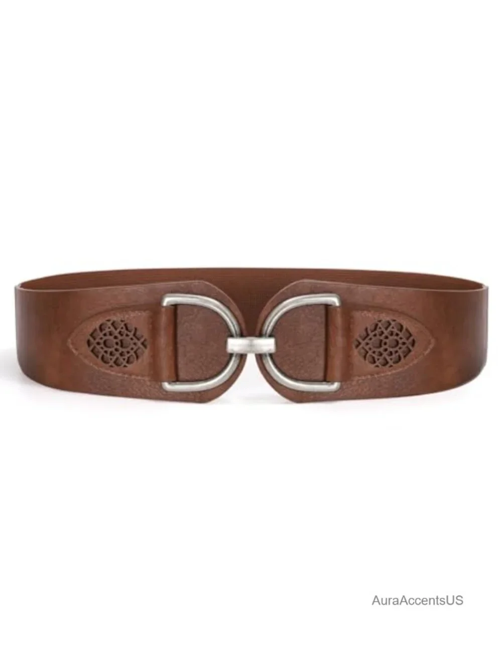 Vintage Stretchy Wide Belt Chunky Buckle Elastic Waist Belt for Dresses Coats